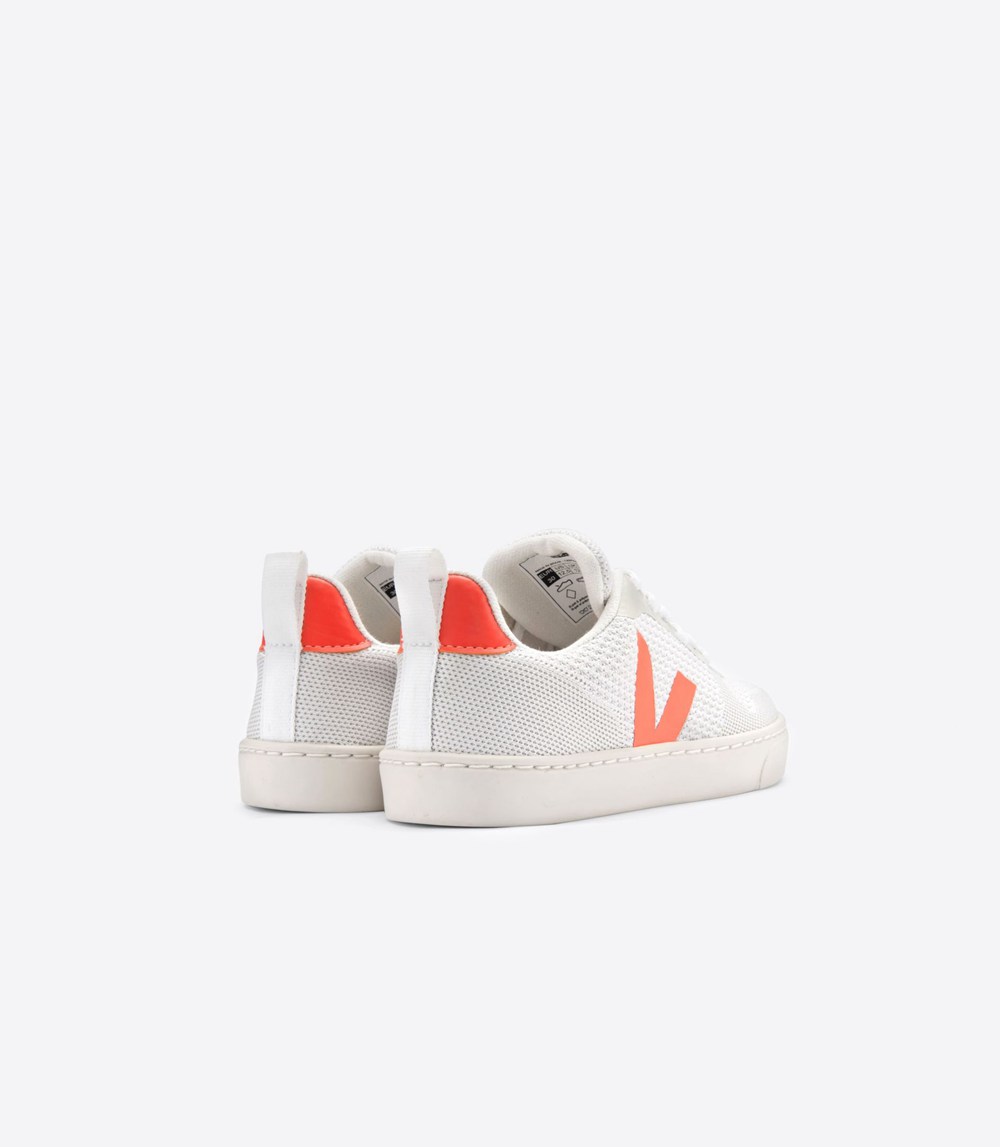 Tenis Veja Niños - V-10 Malha - Blancos/Naranjas - 325OTGFYB